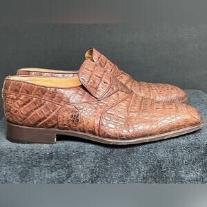 MAURI ALLIGATOR EXOTIC SKIN Mens Shoes/Size 8.5/Slip On/Loafers/Italy/Brown RARE